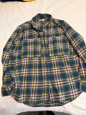 SO Green Plaid Button-Down Shirt